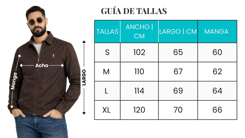 Guía de tallas - Jacket Hombre Twill Stretch Elegante