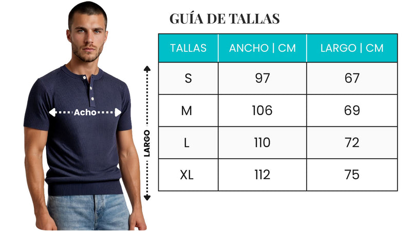 Guía de tallas - Camisa Cuello Chino Texturizada