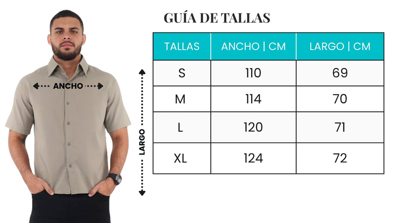 Guía de tallas - Camisa casual texturizada - Uso diario y trabajo